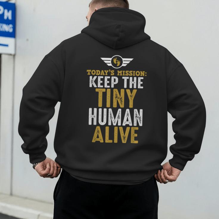 Father's Day By Tee Company New Dad First Time Father Keep Tiny Human Alive Adult Classic Fit Short Sleeve Men's Hoodie Back Print