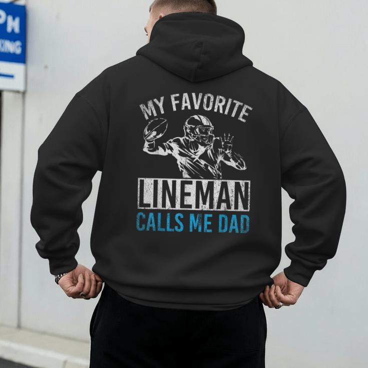My Favorite Lineman Calls Me Dad American Football Lineman Men's Hoodie Back Print