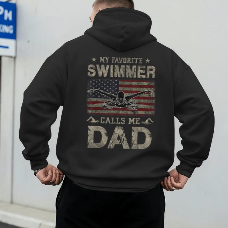 My Favorite Swimmer Calls Me Dad Fathers Day Men's Hoodie Back Print