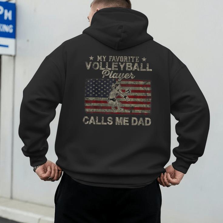 My Favorite Volleyball Player Calls Me Dad USA Flag Men's Hoodie Back Print