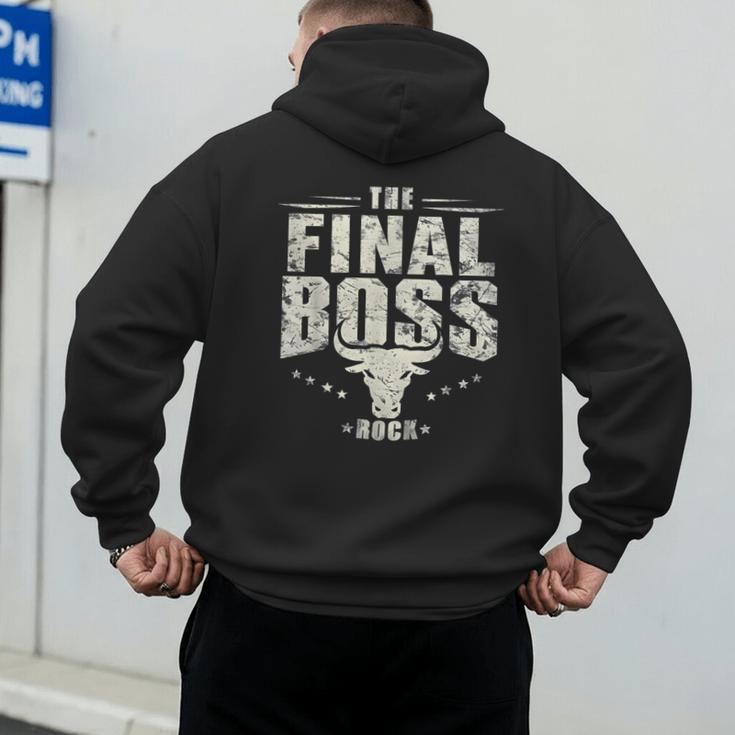 The Final Boss Vintage Rock Bull Fun Tee For Strong Dads Men's Hoodie Back Print