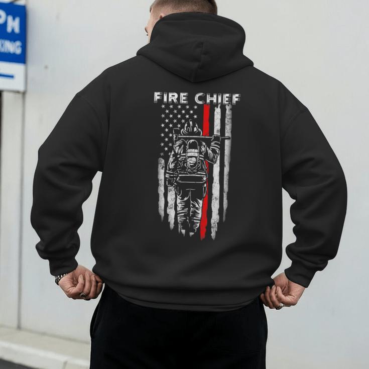 Fire Chief American Flag Gifts For Fire Chief Dad Grandpa Men's Hoodie Back Print