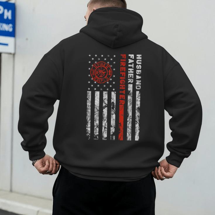Firefighter Husband Father Fireman For Dad Men's Hoodie Back Print