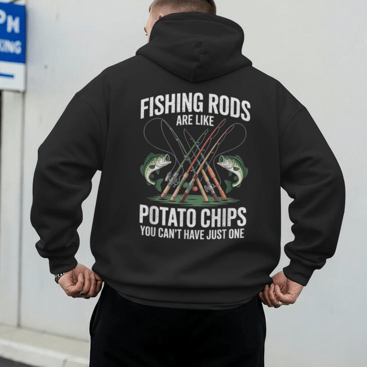 Fishing Rods Are Like Potato Chips Dad Fisherman Men's Hoodie Back Print
