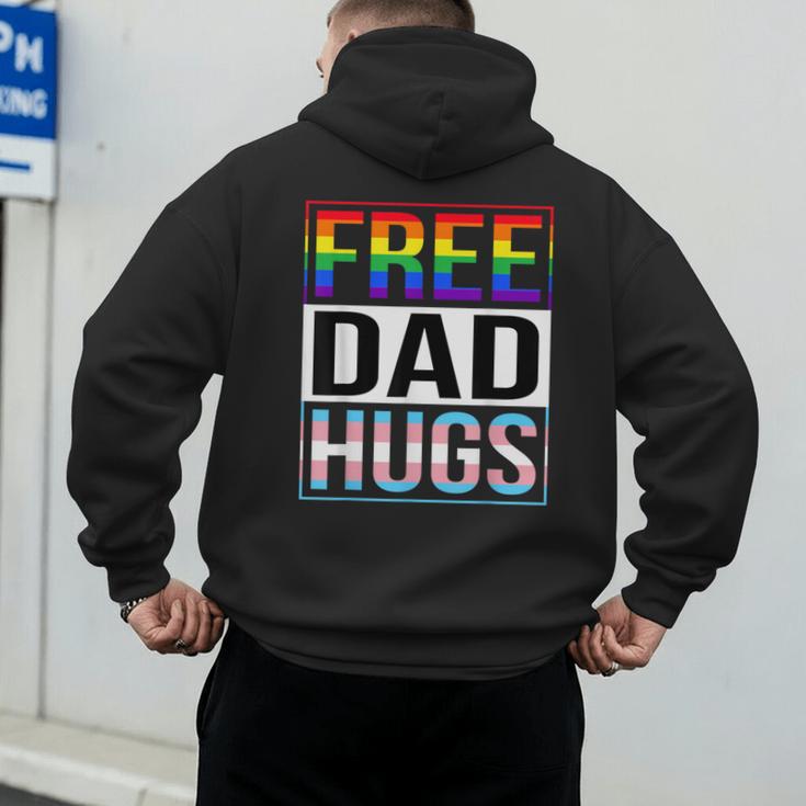 Free Dad Hugs LGBT Gay Pride Month Transgender Rainbow Flag Men's Hoodie Back Print