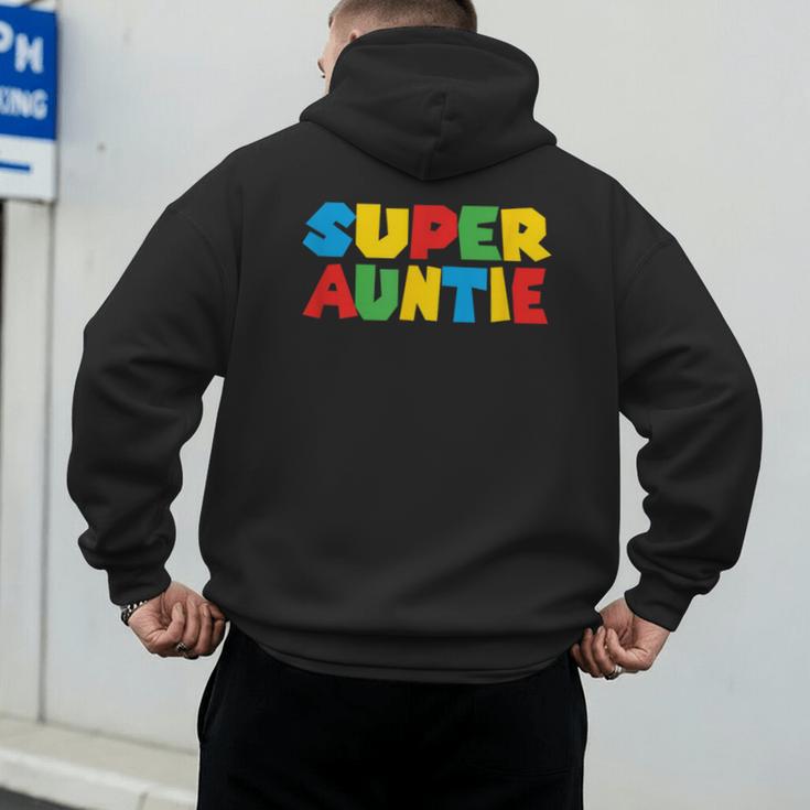 Gamer Aunt Super Auntie Gaming Matching Dad & Mom Kids Men's Hoodie Back Print