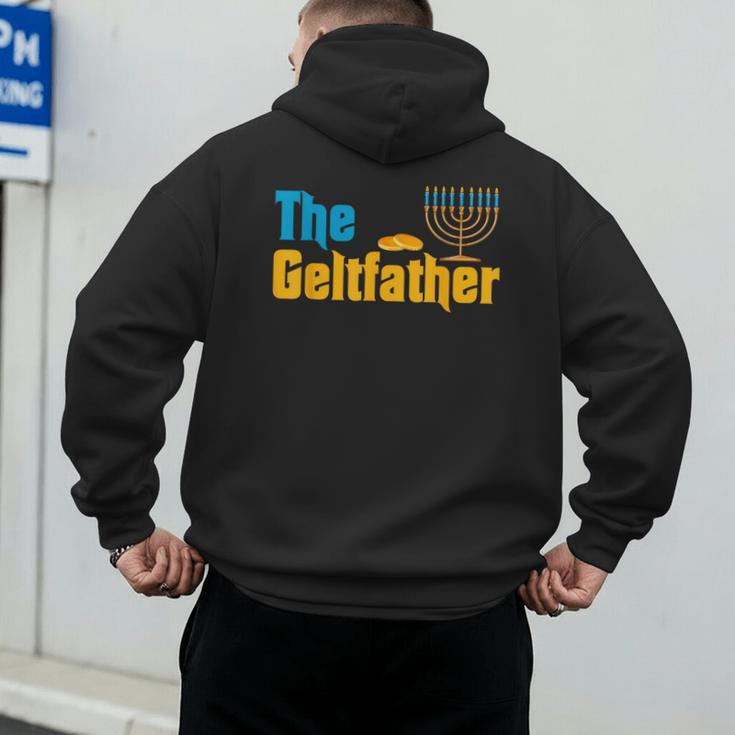 Gelt Father Hanukkah Menorah Jewish Dad Pajamas Men's Hoodie Back Print