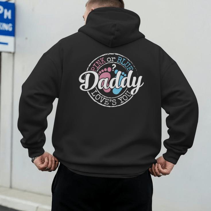 Gender Reveal Dad Daddy To Be Pink Or Blue Baby Shower Men's Hoodie Back Print