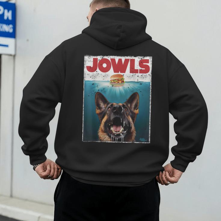 German Shepherd Jowls Hamburger GSG Dog Mom Dog Dad Men's Hoodie Back Print