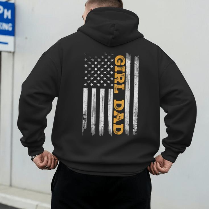 Girl Dad Father's Day Dad Daughter Dad Of Girls Outnumbered Men's Hoodie Back Print