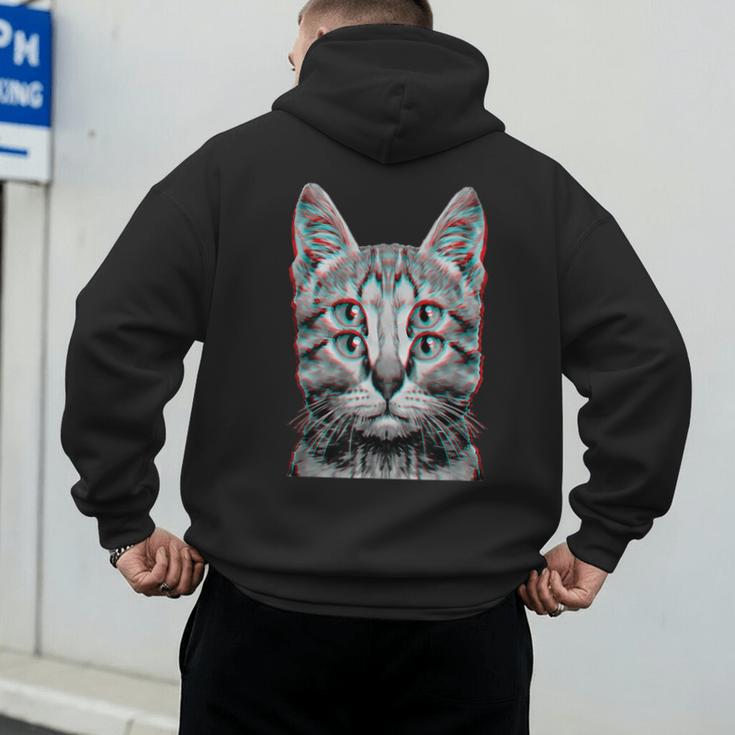 Glitch Weird Cat Kitten Optical Illusion Cat Mom Dad Men's Hoodie Back Print Glitch Weird Cat Kitten Optical Illusion Cat Mom Dad Men's Hoodie Back Print