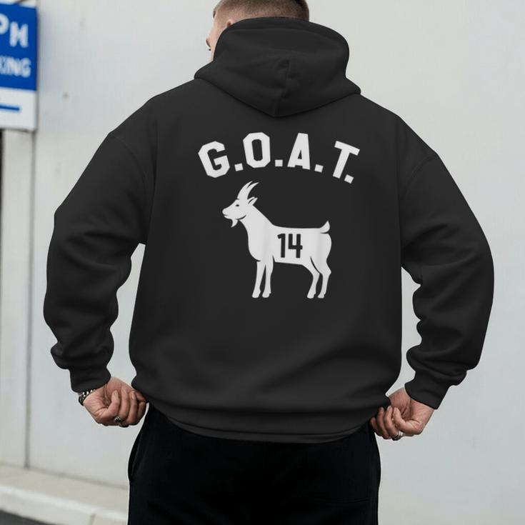 GOAT Number 14 Greatest Of All Time Dad Joke Men's Hoodie Back Print