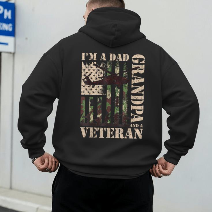 Grandpa Veteran Fathers Day Dad Veteran Camo American Flag Men's Hoodie Back Print