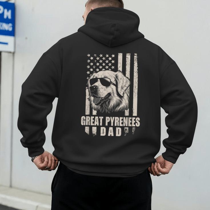 Great Pyrenees Dog Dad American Flag For Father Men Men's Hoodie Back Print Great Pyrenees Dog Dad American Flag For Father Men Men's Hoodie Back Print