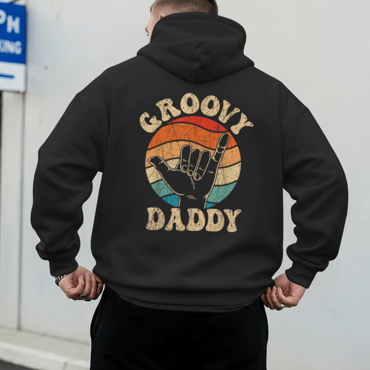 Groovy Daddy 70s Aesthetic Nostalgia 1970's Retro Groovy Dad Men's Hoodie Back Print