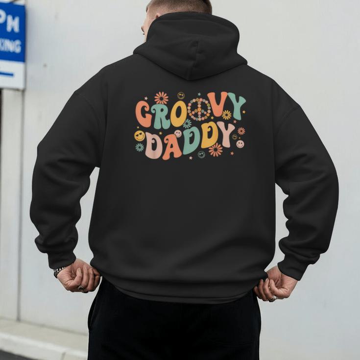 Groovy Daddy Birthday Party Peace Sign Dad 60s 70s Hippie Men's Hoodie Back Print