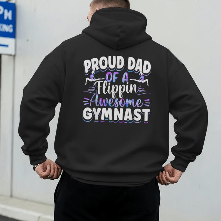 Gymnastics Watercolor Proud Dad Of A Flippin Awesome Gymnast Men's Hoodie Back Print