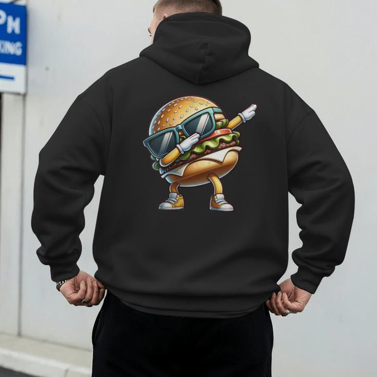 Hamburger Dabbing Kids Men Women Dab Dance Cheeseburgers Dad Men's Hoodie Back Print