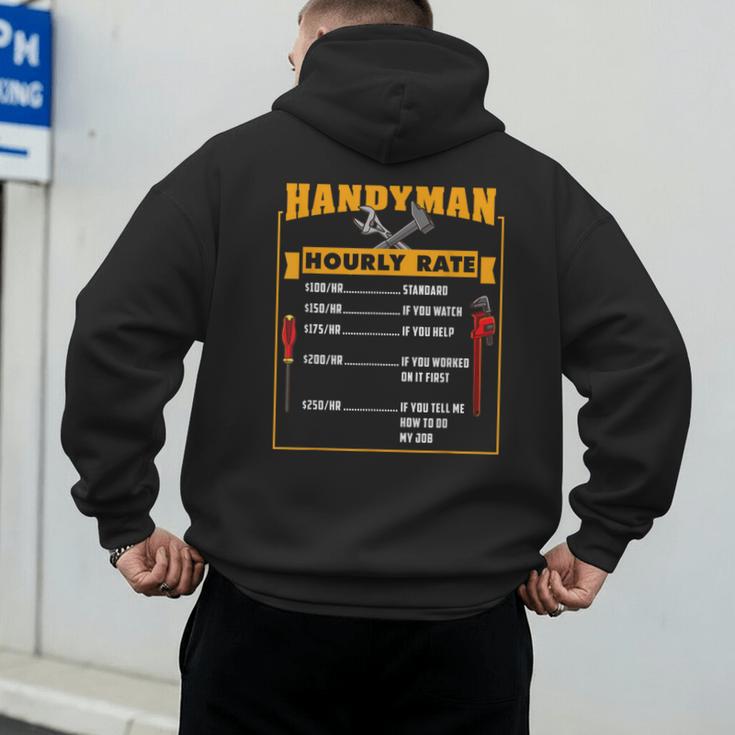 Handyman Hourly Rate Fathers Day Dad Men's Hoodie Back Print