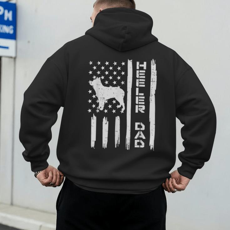 Heeler Dad Flag Vintage Blue Red Cattle Dog Patriot Men Men's Hoodie Back Print