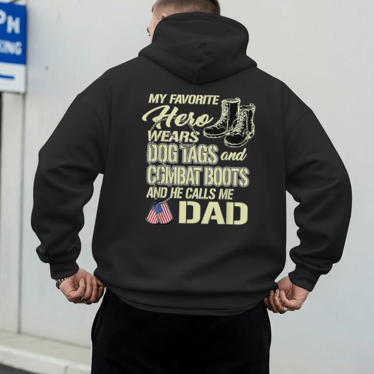 Hero Wears Dog Tags Combat Boots Proud Army Dad Father Men's Hoodie Back Print Hero Wears Dog Tags Combat Boots Proud Army Dad Father Men's Hoodie Back Print