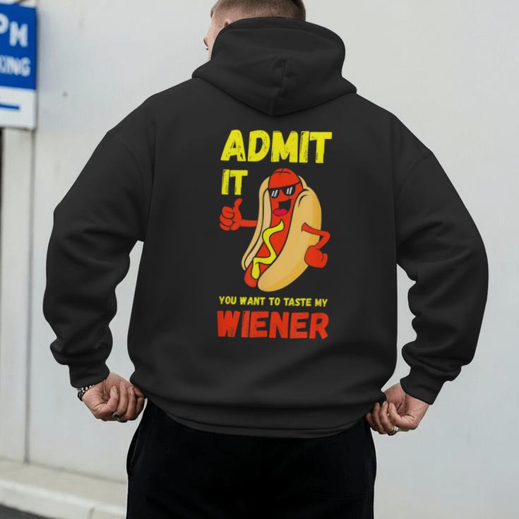 Hilarious Hot Dog Dad Joke Text Pun Dirty Joke -Barbecue Men's Hoodie Back Print