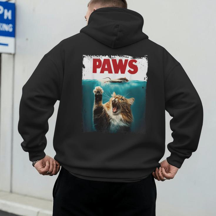Humorous Paws Parody Cat Mouse For Cat Lover Cat Mom Cat Dad Men's Hoodie Back Print