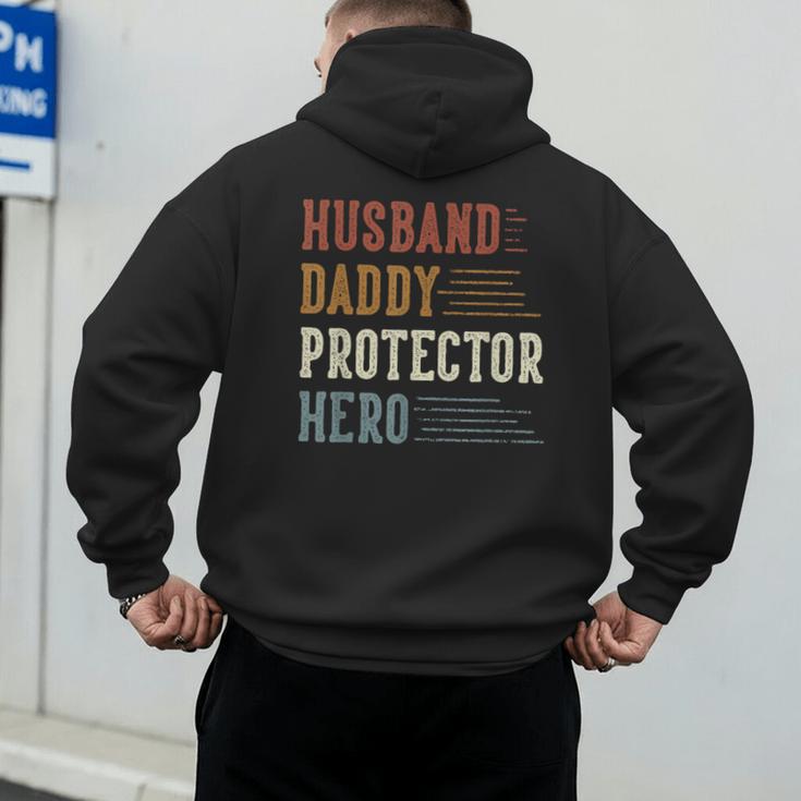 Husband Daddy Protector Hero For Dad Father's Day Men's Hoodie Back Print