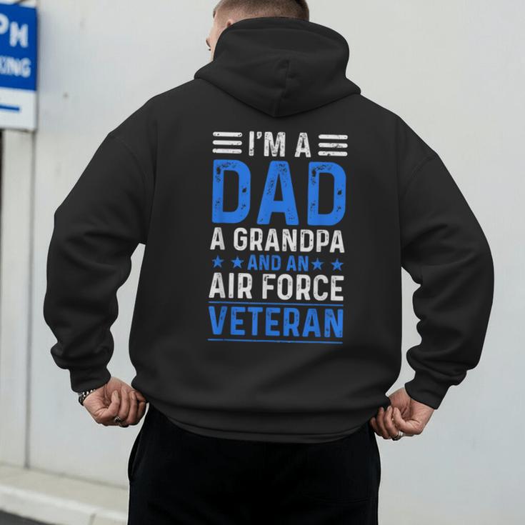 I’m A Dad Grandpa Air Force Veteran Distressed Men's Hoodie Back Print