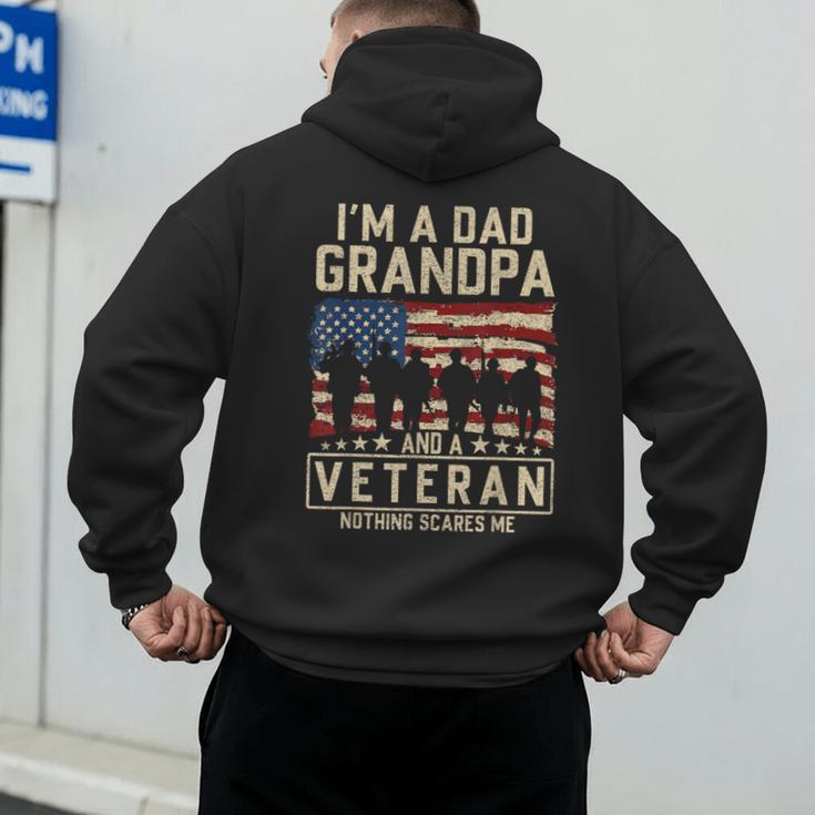 I'm A Dad Grandpa And Veteran Patriotic US Flag Veterans Day Men's Hoodie Back Print