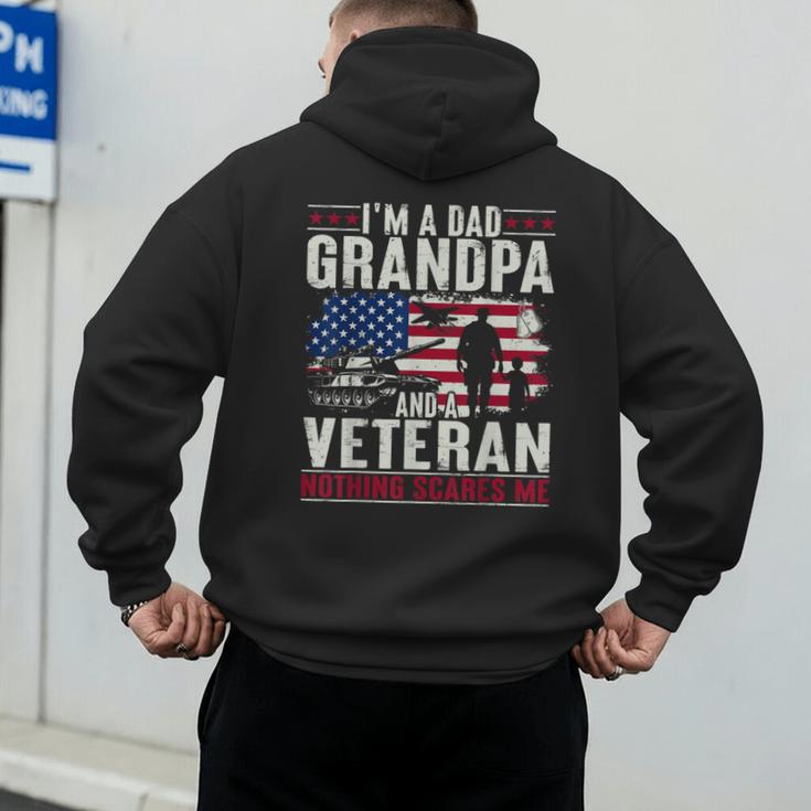 I'm A Dad Grandpa And Veteran Retro Papa Grandpa Men's Hoodie Back Print