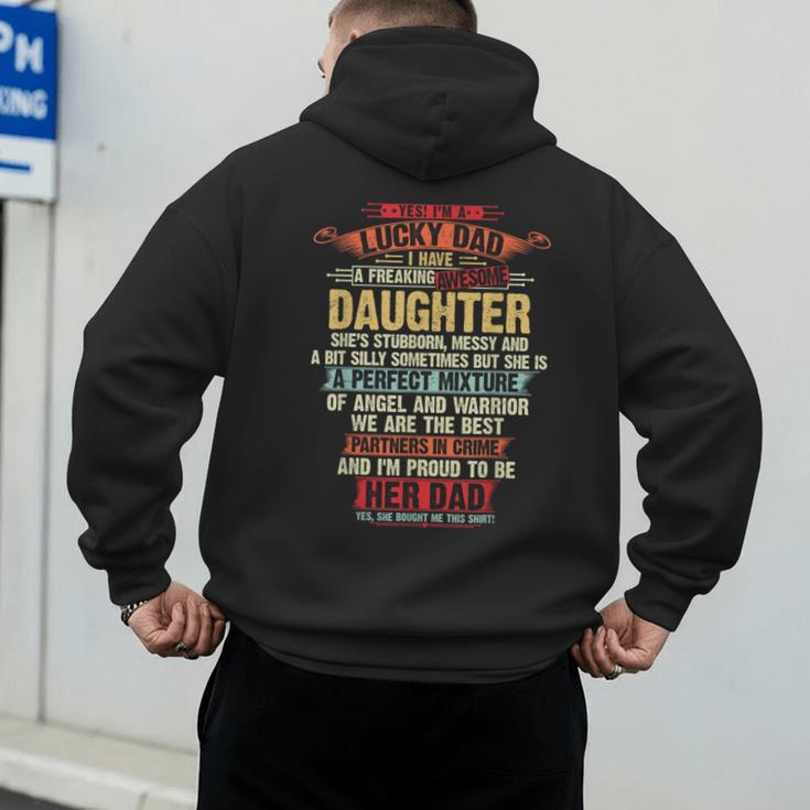 I'm A Lucky Dad I Have A Awesome Daughter She's Stubborn Men's Hoodie Back Print