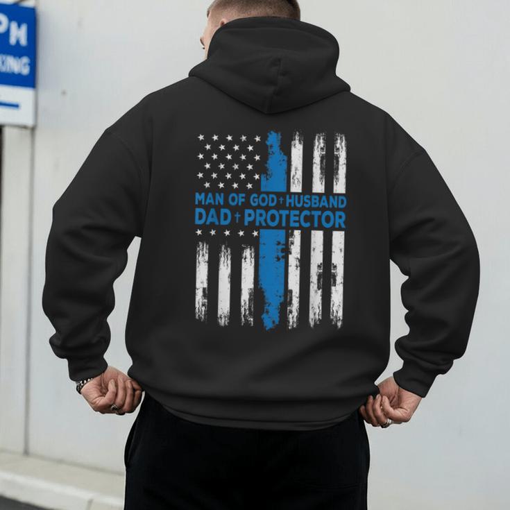 Jesus God Religious Man Of God Husband Dad Protector Men's Hoodie Back Print