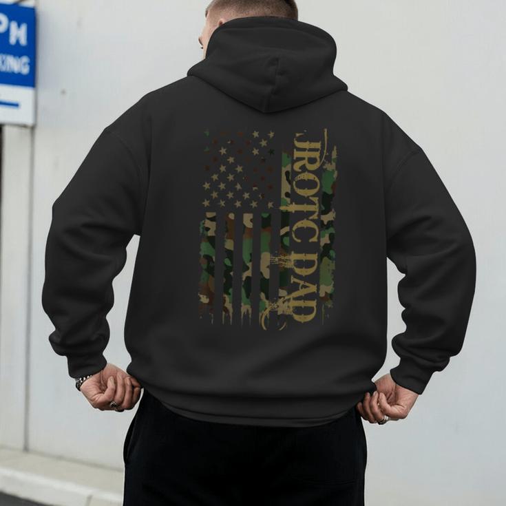 JROTC Dad United States Distressed Camo w US Flag Men's Hoodie Back Print