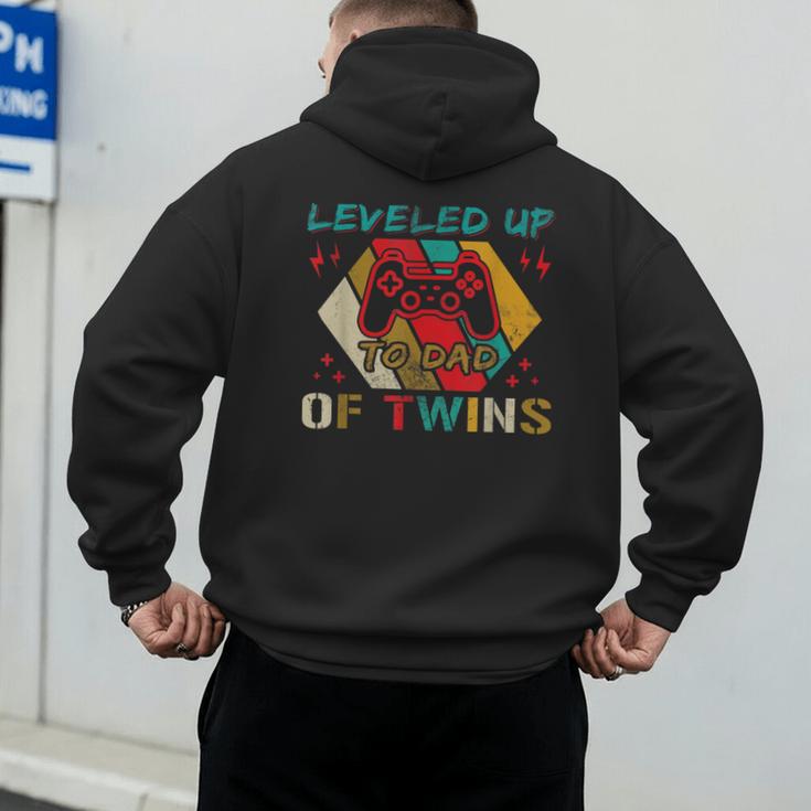 Leveled Up To Dad Of Twins Video Gamer Gaming Men's Hoodie Back Print