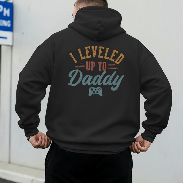 Leveled Up To Daddy Father To Be New Dad Men's Hoodie Back Print