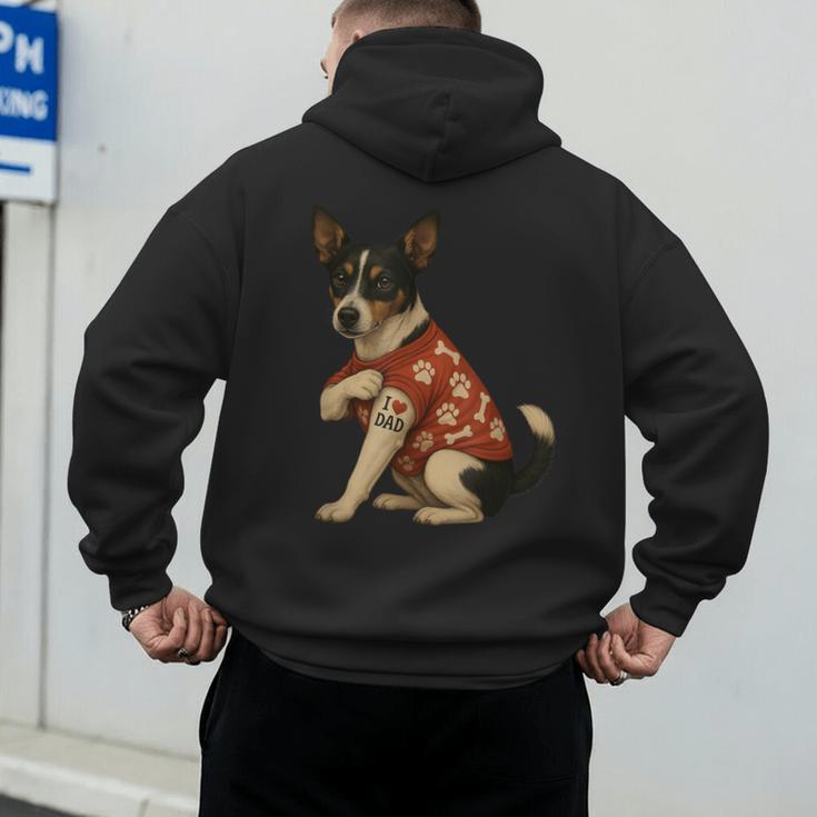 I Love Dad Tattoo Rat Terrier Dad Men's Hoodie Back Print