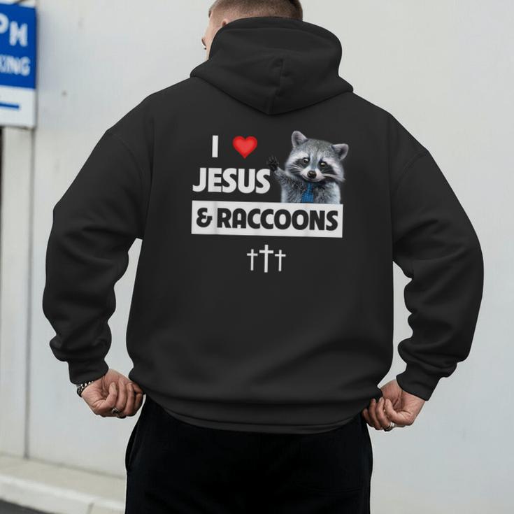 I Love Jesus And Raccoons Mom Dad Christian Love Jesus Bible Men's Hoodie Back Print