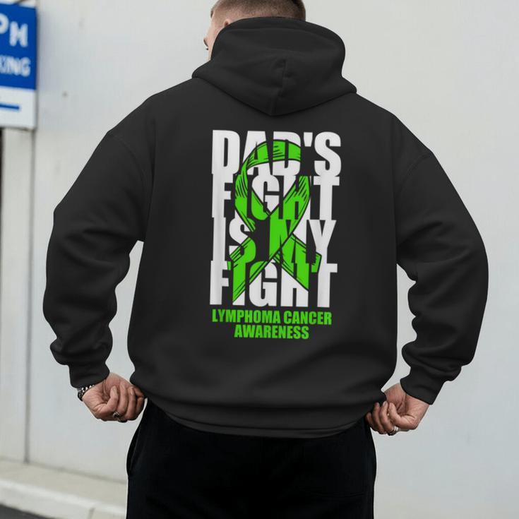 Lymphoma Cancer Awareness Lime Green Ribbon Dad's Fight Men's Hoodie Back Print