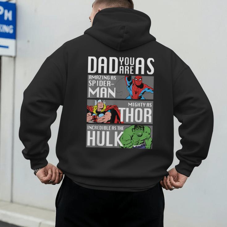 Marvel Father's Day Spider-Man Thor Hulk Dad Attributes Men's Hoodie Back Print