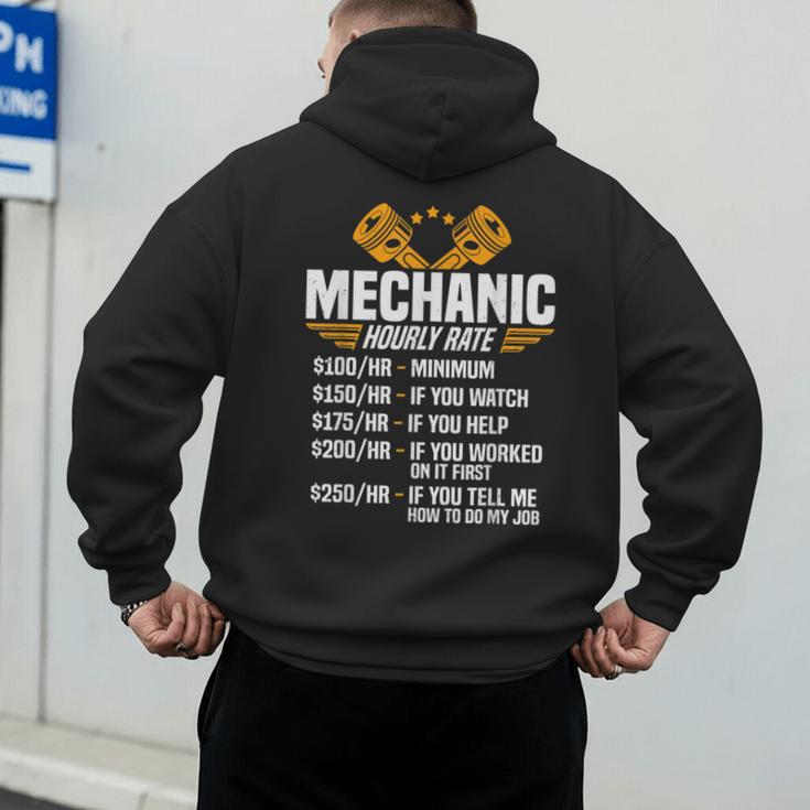 Mechanic Men Dad Hourly Rate Car Auto Garage Mechanic Men's Hoodie Back Print