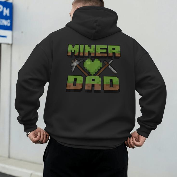 Miner Dad Birthday Boy Party Video Gamer Pixel Men's Hoodie Back Print