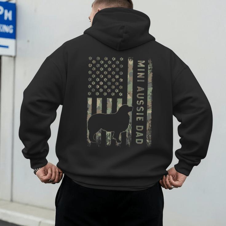 Mini Aussie Dad Australian Shepherd Dog Camo USA Flag Men's Hoodie Back Print