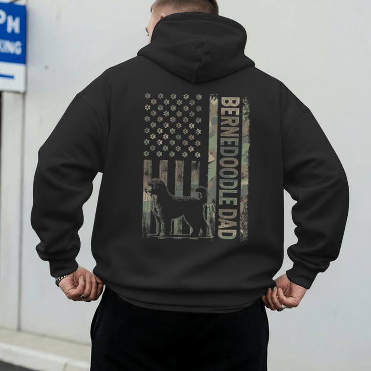 Mini Bernedoodle Dad Camo USA Flag DESIGN ON BACK Men's Hoodie Back Print