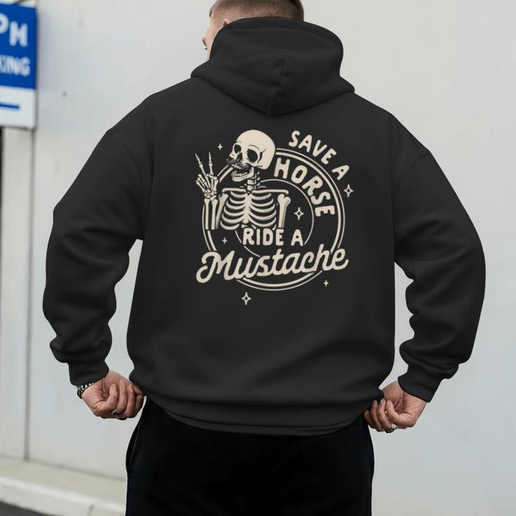 Mustache Dad Father’s Day Save A Horse Ride A Mustache Men's Hoodie Back Print
