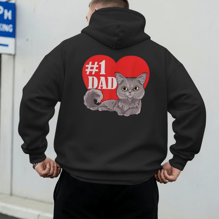 Nebelung Cat 1 Dad Father's Day Daddy Heart Decor For Men Women Kids Men's Hoodie Back Print