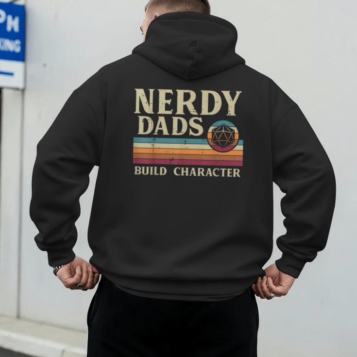 Nerdy Dads Build Character Retro Fathers Day Daddy Papa Men Men's Hoodie Back Print