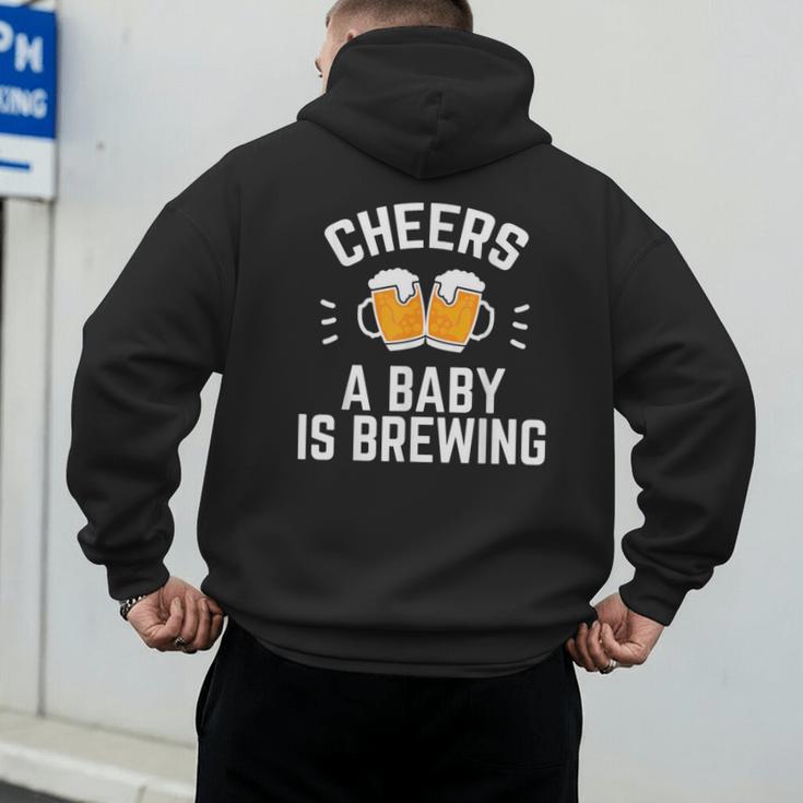 New Dad Baby Shower Cheers A Baby Is Brewing Men's Hoodie Back Print