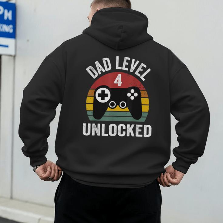 New Dad Shirt Dad Level 4 Unlocked For 4 Kids Gaming Men's Hoodie Back Print