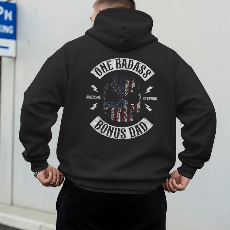 One Badass Bonus Stepdad Birthday Step Dad Men's Hoodie Back Print